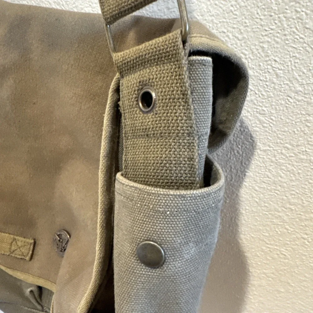 VTG Military Style Canvas Messenger Bag Olive Green Crossbody Utility Satchel